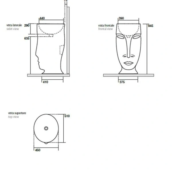 Раковина напольная Kerasan Artwork Moloco белый/серебро - фото 3