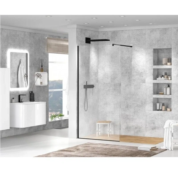 Душевая перегородка Cezares Liberta 110 см стекло прозрачное, профиль черный - фото 4