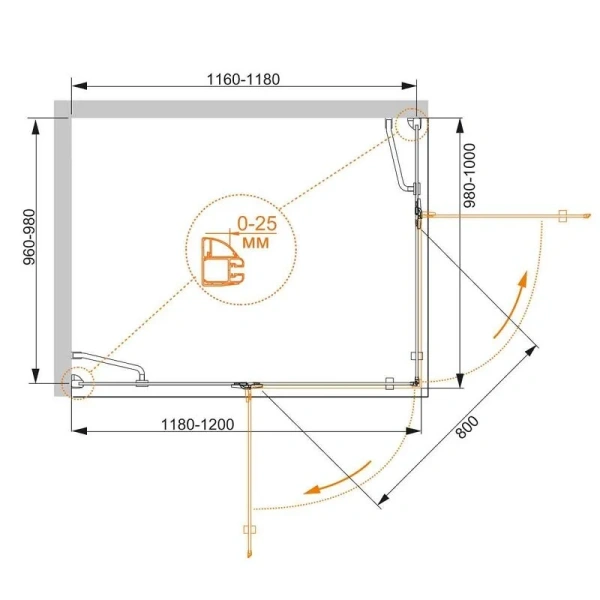 Душевой уголок Cezares Bergamo 120х100 см правосторонний - фото 2