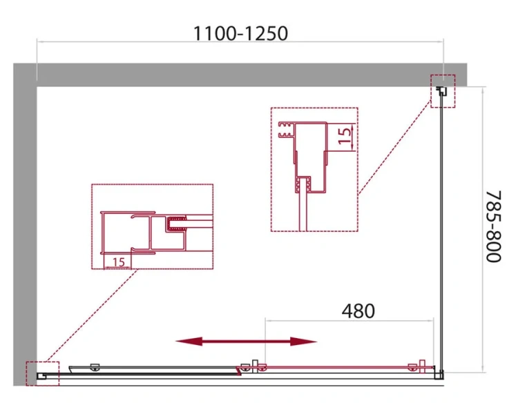 Душевой уголок BelBagno Unique 125х80 см стекло прозрачное, 120х80 - фото 5