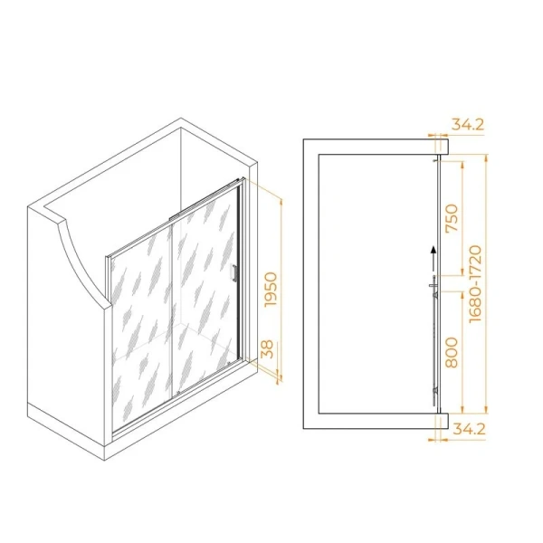 Душевая дверь в нишу RGW Passage PA-14Gb 170 см профиль золото, современные, hi-tech - фото 2
