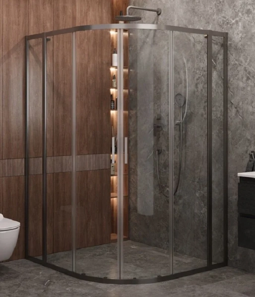 Душевой уголок Cezares Molveno 120х110 см стекло прозрачное профиль оружейная сталь - фото 1