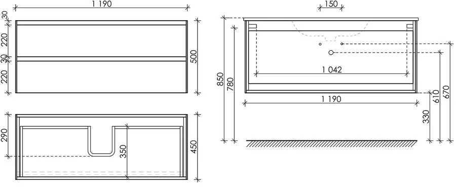 Тумба с раковиной подвесная Sancos Cento CN120-1W 120 см с ящиками - фото 2