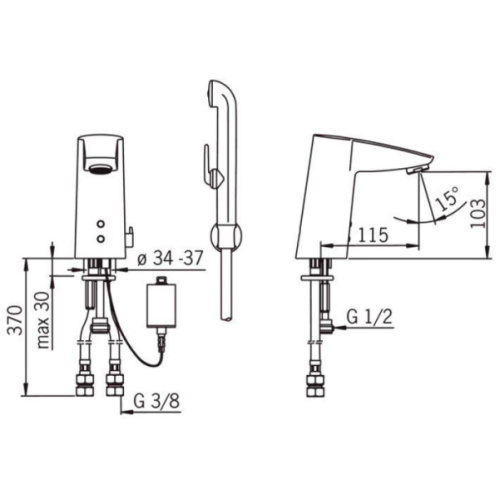 Смеситель для раковины с гигиеническим душем бесконтактный Oras Cubista 2816F - фото 3