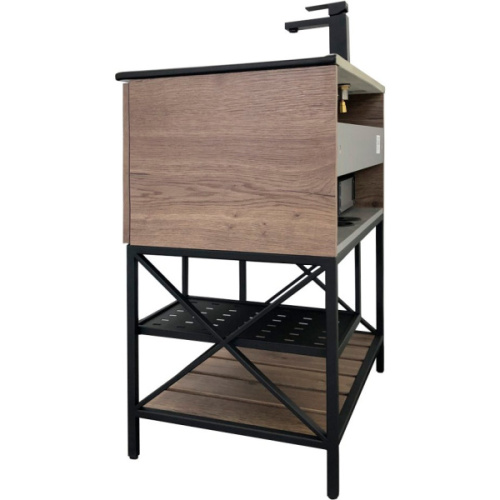 Тумба с раковиной напольная Comforty Бредфорд 75 см дуб темный, современная, hi-tech, лофт - фото 3