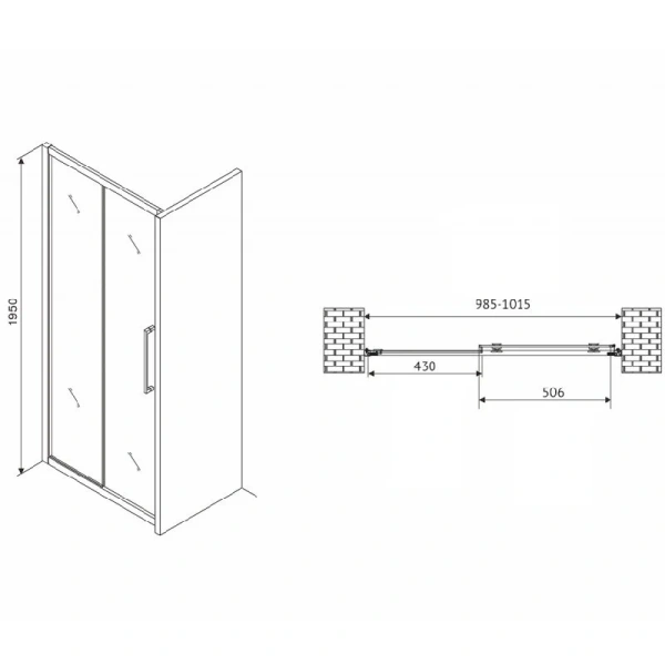 Душевая дверь в нишу Abber Schwarzer Diamant AG30100H 100 см раздвижная, современные, hi-tech - фото 2