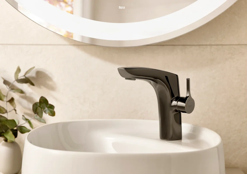 Смеситель для раковины Roca Insignia черный титан, без донного клапана - фото 2