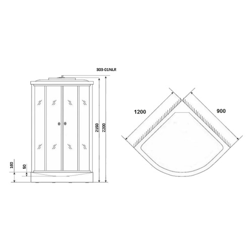 Схема, угловые, недорогие, для дачи, с гидромассажем, c тропическим душем, с вентиляцией, с крышей - фото 5