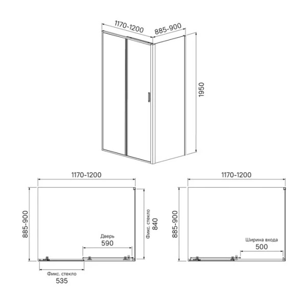 Душевой уголок IDDIS Zodiac 120х90 см профиль хром, стекло прозрачное - фото 2