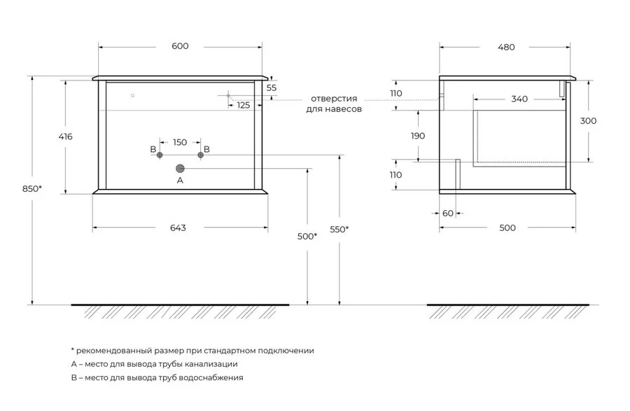 Тумба под раковину Cezares Idra 64 см Bianco Opaco, в наличии - фото 2