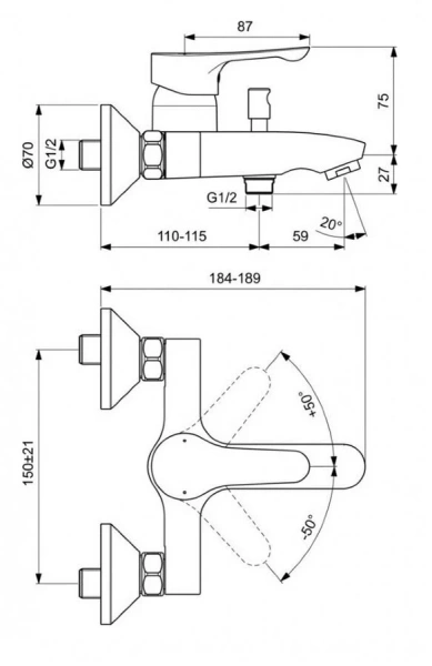 Смеситель для ванны Ideal Standard Dot 2.0 хром - фото 2