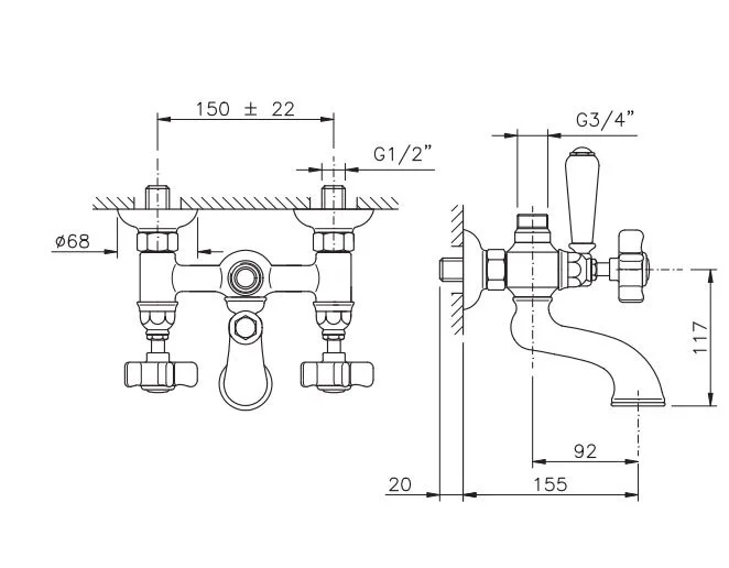 Смеситель для ванны, бронза, Nicolazzi D.Anglaises, хром, бронза, золото, другие - фото 4