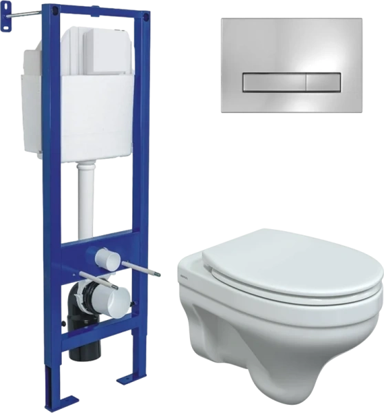 Унитаз с инсталляцией BERGES Albit S кнопка хром - фото 1