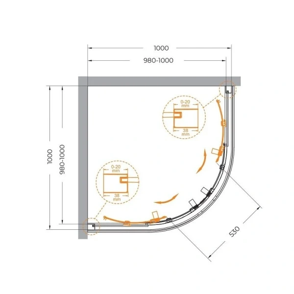 Душевой уголок Cezares Relax 100x100 см профиль брашированное золото стекло прозрачное - фото 2