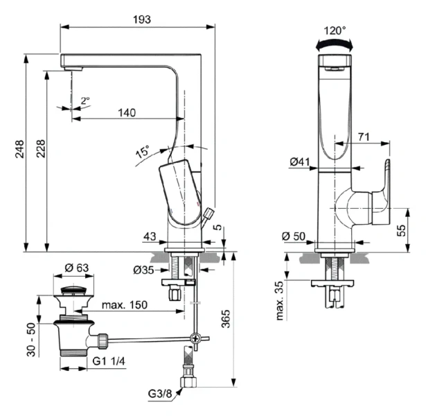 Смеситель для раковины Ideal Standard Edge хром - фото 2