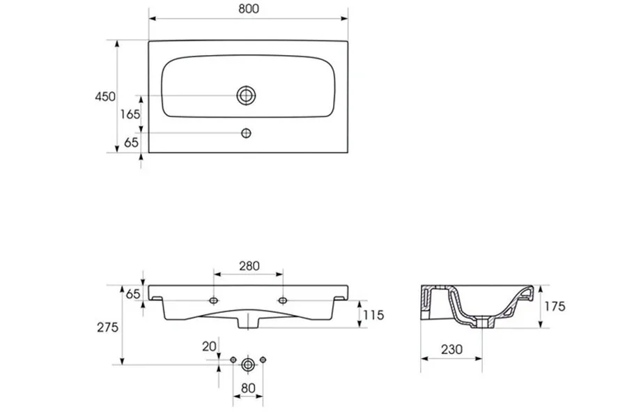 Раковина мебельная Misty Moduo 80 см встраиваемая, нет в наличии - фото 2