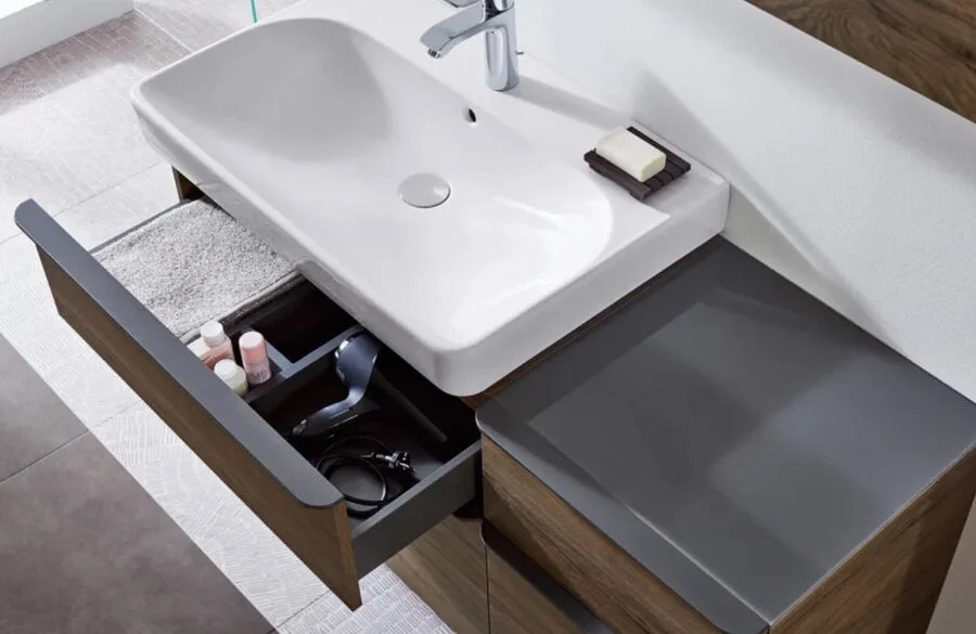 Тумба подвесная Geberit Smyle Square 500.357 45 см боковая, белые, темно-коричневые - фото 8