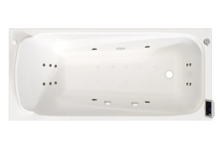 Гидромассажная ванна Радомир Роза 2-83-2-0-9-208Р, 169 x 77 см, рама-подставка разборная, фронтальный экран скандинавского вида, сифон, слив-перелив автомат, гидромассаж Люкс хром КУ 500, белая - фото 1