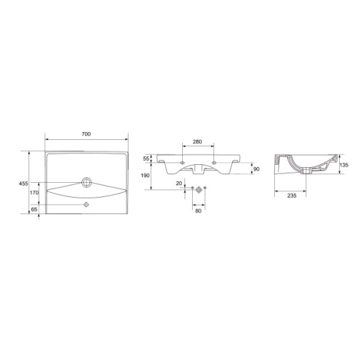 Раковина встраиваемая Cersanit City S-UM-CIT70/1-w 70х45.5 см - фото 4