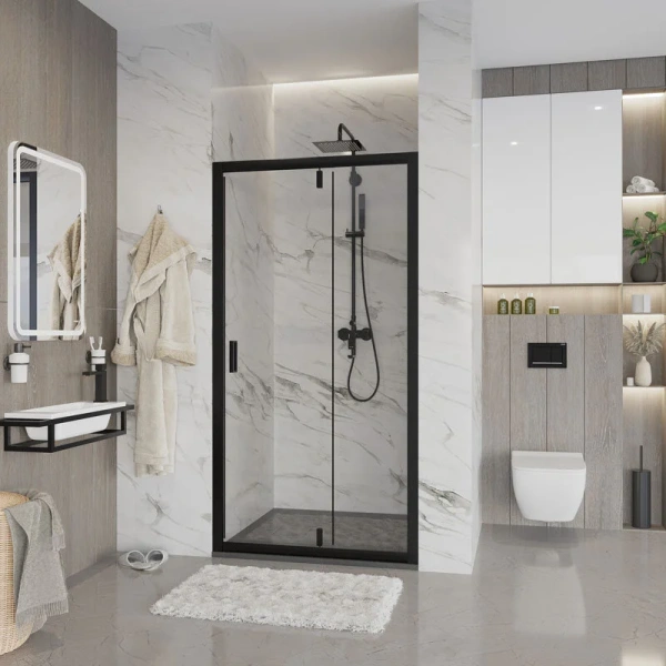 Душевая дверь в нишу Niagara Nova 100 см профиль черный, 100 см - фото 3