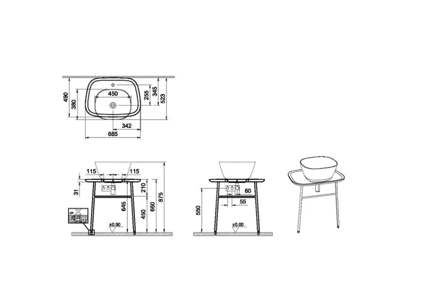 Консоль для раковины VitrA Plural 70 см матовая белая - фото 2