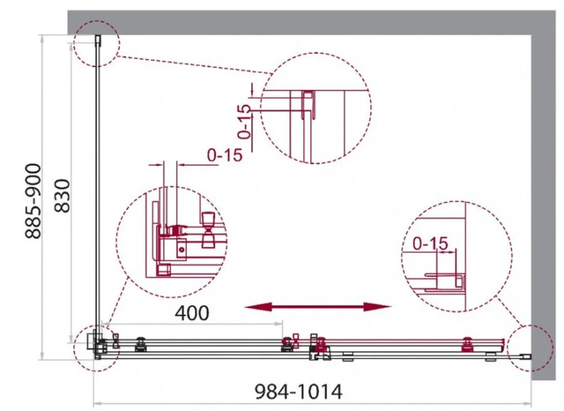 Душевой уголок BelBagno Acqua 100x90 см с прозрачным стеклом - фото 2