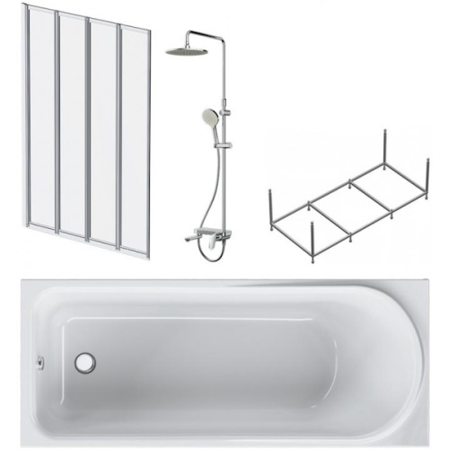 Ванна акриловая AM.PM Like W80ASET-170AC 170х70 см с каркасом, шторкой, и душевой стойкой со смесителем - фото 1