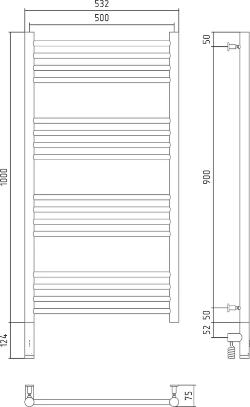 Полотенцесушитель электрический Сунержа Богема 3.0 50х100 см левый черный матовый, лесенка, вертикальные - фото 4