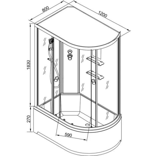 Душевая кабина Deto EM2712 120x80 см стандартная - фото 2