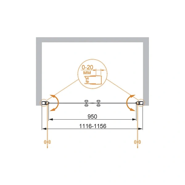 Душевая дверь в нишу Cezares Elena 115 см стекло рифленое - фото 2