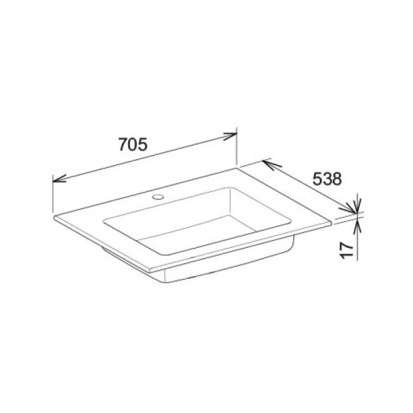 Раковина полувстраиваемая, 1 отверстие под смеситель, Keuco Royal 60, встраиваемые (в столешницу) - фото 2