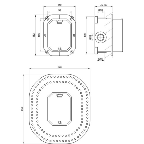 Базовый комплект для смесителей скрытого монтажа Ravak R-box X070052 - фото 2