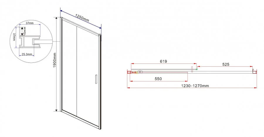 Душевая дверь в нишу Vincea Garda VDS-1G125 см профиль хром, современные, hi-tech - фото 2