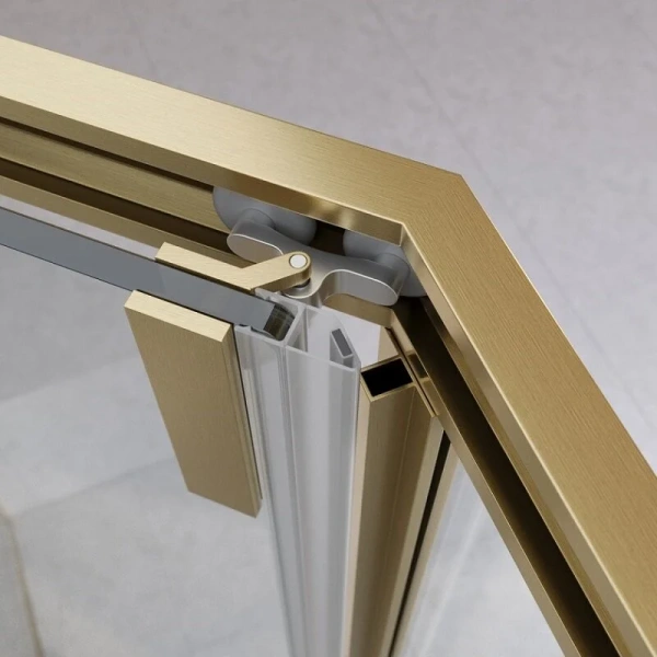 Душевой уголок Cezares Relax 100x100 см профиль брашированное золото стекло прозрачное - фото 3