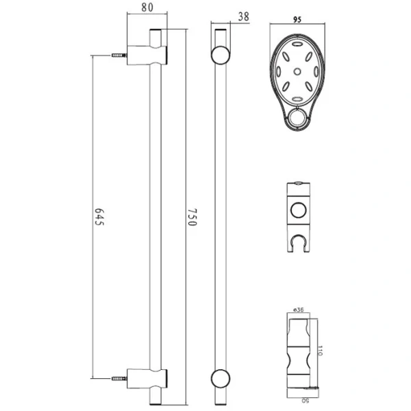 Штанга для душа с мыльницей Bravat D150CP-1-RUS - фото 2