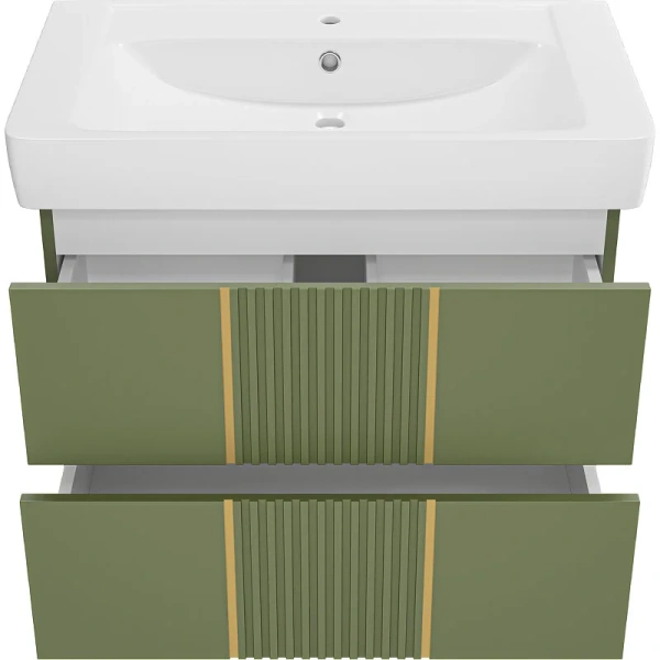 Тумба под раковину подвесная Brevita Vega 80 см зеленая - фото 4