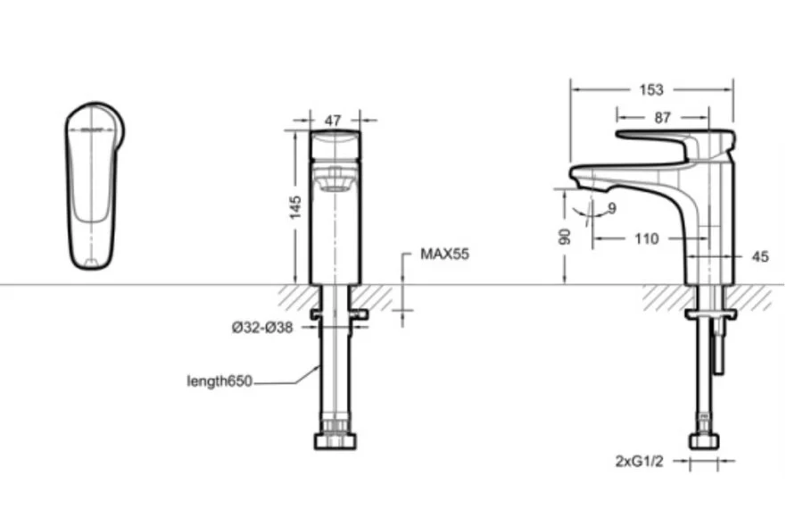 Смеситель для раковины Bravat Source F1173218-ENG без донного клапана - фото 2