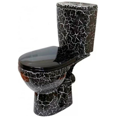 Унитаз компакт Rosa Рио черный кракелюр - фото 1