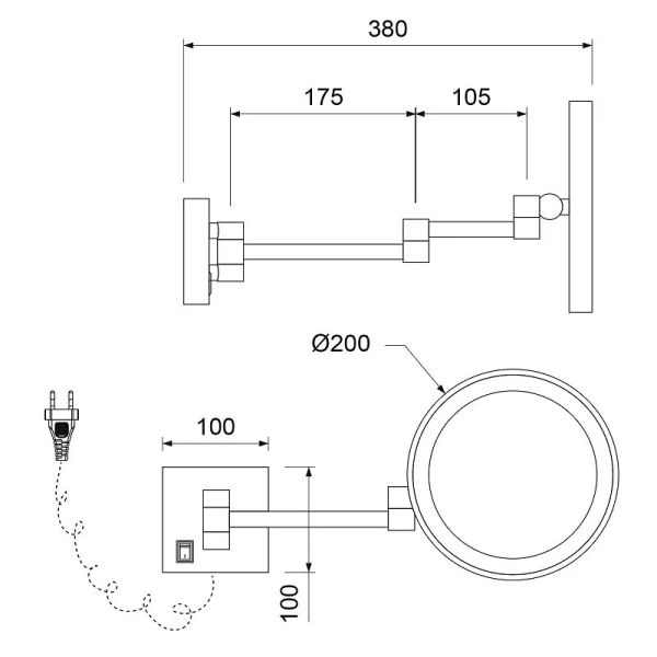 Зеркало с подсветкой Timo Luiro 20 см черное золото - фото 2