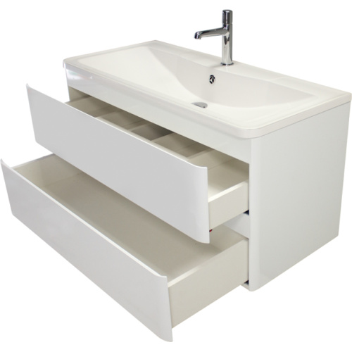 Тумба под раковину подвесная BelBagno Albano 80 см с двумя выкатными ящиками, bianco lucido, моноблок - фото 5
