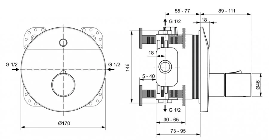 Смеситель для душа Ideal Standard Ceraplus встраиваемый, для душа - фото 2