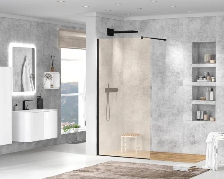 Душевая перегородка Cezares Liberta 80 см стекло бронза, профиль черный - фото 4