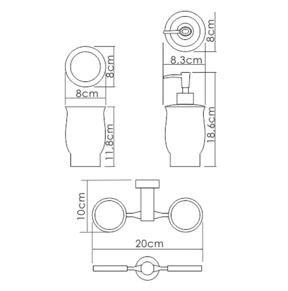 Стакан для ванной и дозатор для мыла WasserKRAFT хром/белый - фото 2