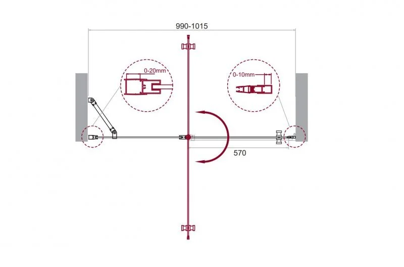 Душевая дверь в нишу BelBagno Etna 100 см профиль хром, современные, hi-tech - фото 2