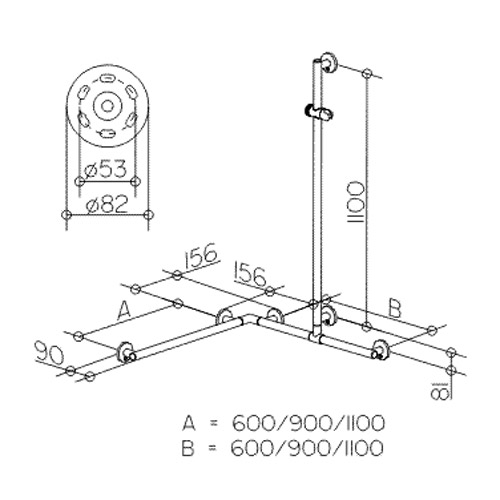Поручень со штангой для душа Keuco Plan 34915 110х80 см - фото 2