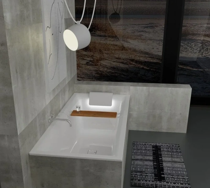 Акриловая ванна Riho Still Square B100003005/B100004005, 170 x 75 см, место под подголовник с LED-подсветкой справа/слева, цвет белый - фото 3