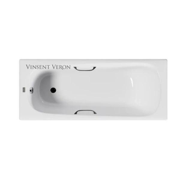 Чугунная ванна Vinsent Veron Concept VCO1507042H/VH0012BL, 150 x 70 см, ручки черные матовые, цвет белый - фото 3