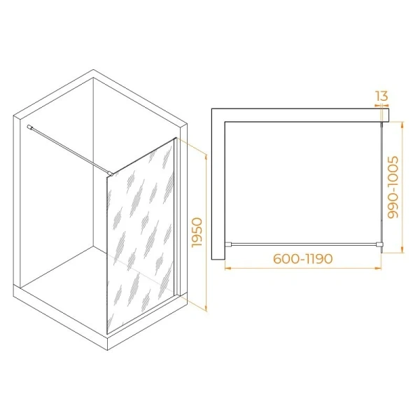 Душевая перегородка RGW Walk In WA-010 351001010 100 см стеклянное полотно - фото 2