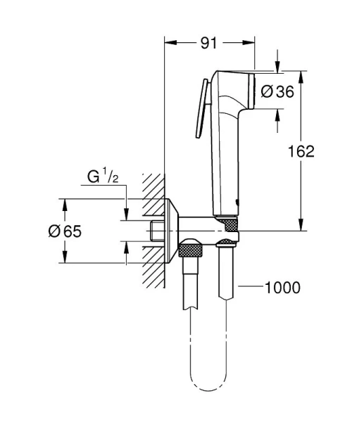 Гигиеническая лейка с держателем и шлангом Grohe Tempesta-F Trigger Spray 30 хром - фото 2