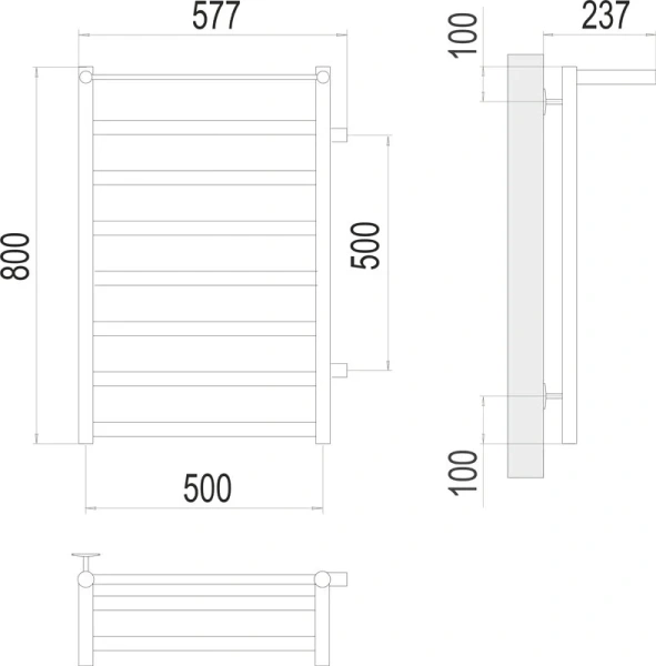 Полотенцесушитель водяной Terminus Хендрикс П8 500x800 с боковым подключением - фото 2